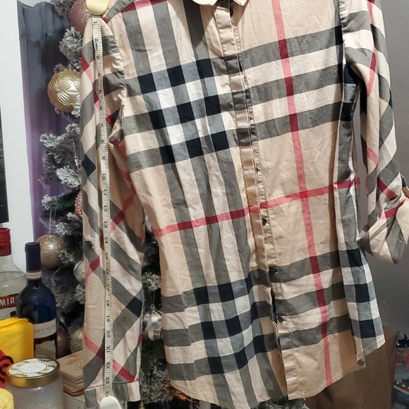 burberry women's brit tonal check shirt carmel